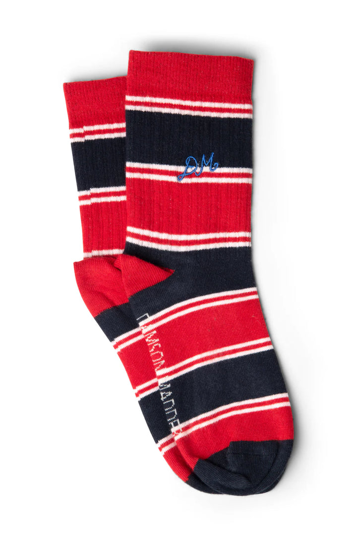 Sporty Calf Length Socks - Red/Navy