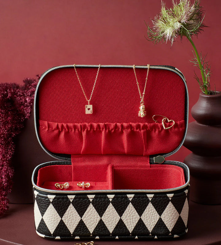 EBP6951 Harlequin Print Jewellery Box Black/Ivory