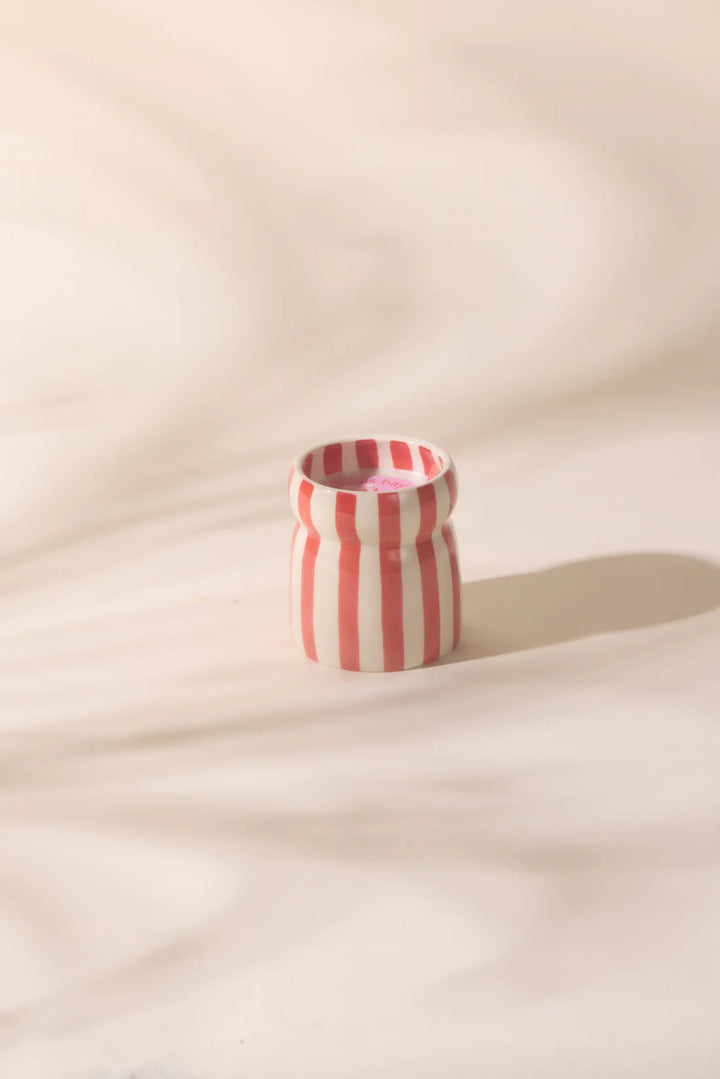 Cabana Red Striped Ceramic Candle - Hibiscus Bay