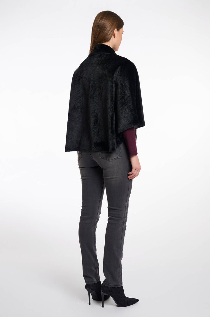 Dewi Faux Fur Cape - Black