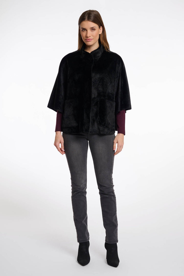 Dewi Faux Fur Cape - Black