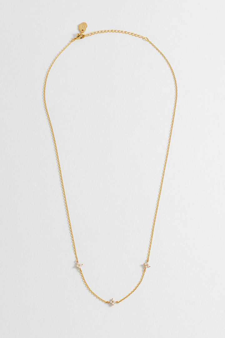 EBN6909G Pearl multi flower necklace