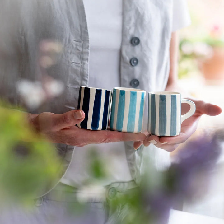 Espresso Cup Candy Stripe - Moss Green