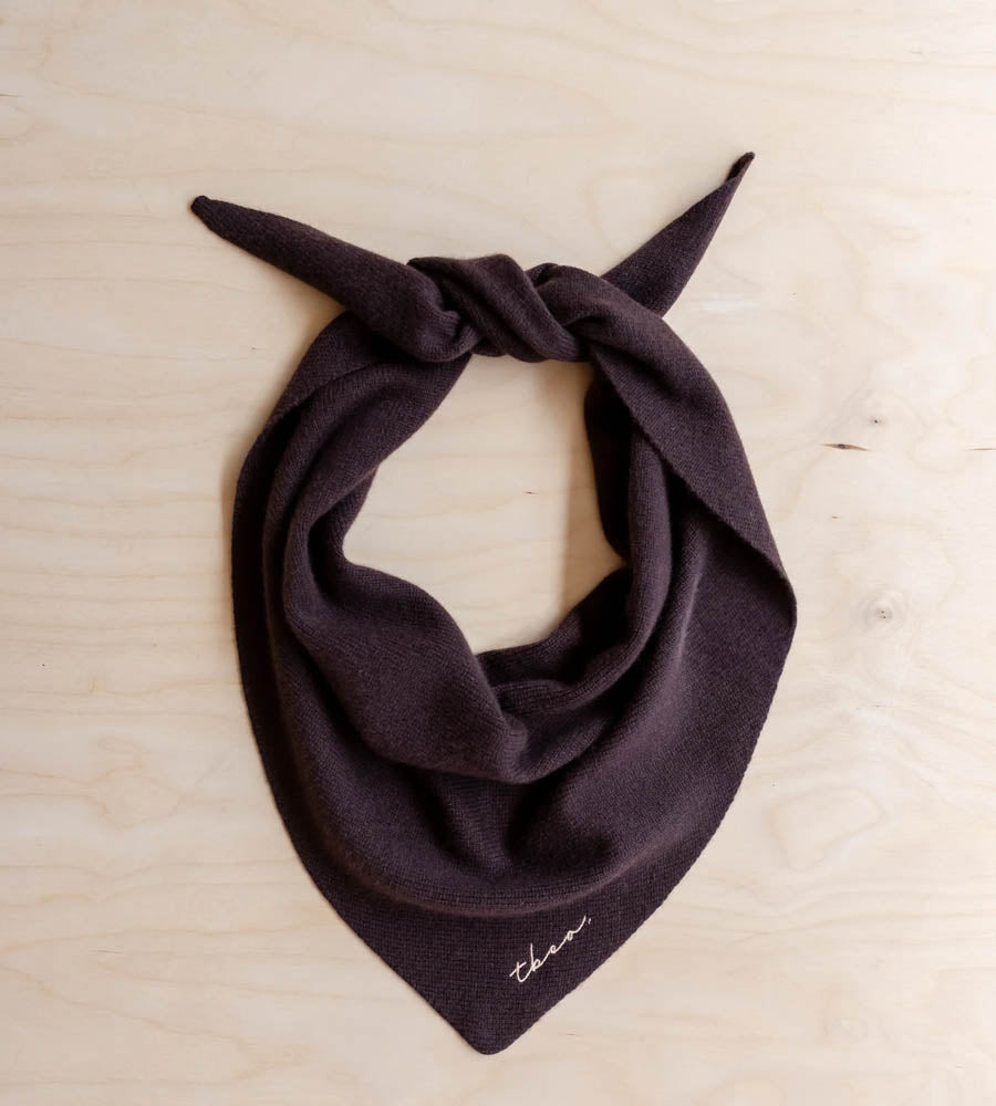 Merino Wool Triangle Scarf - Brown
