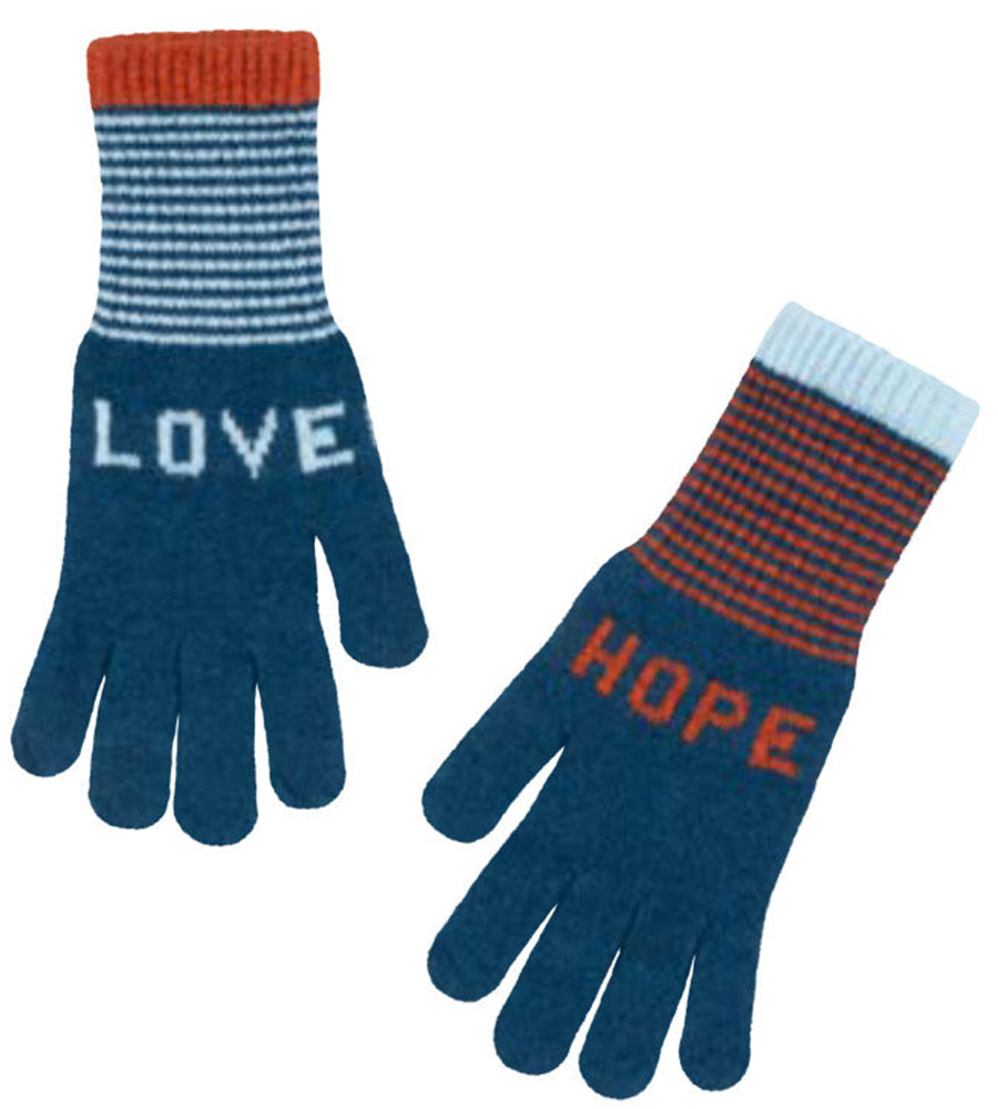 Contrast Love & Hope Gloves - Teal