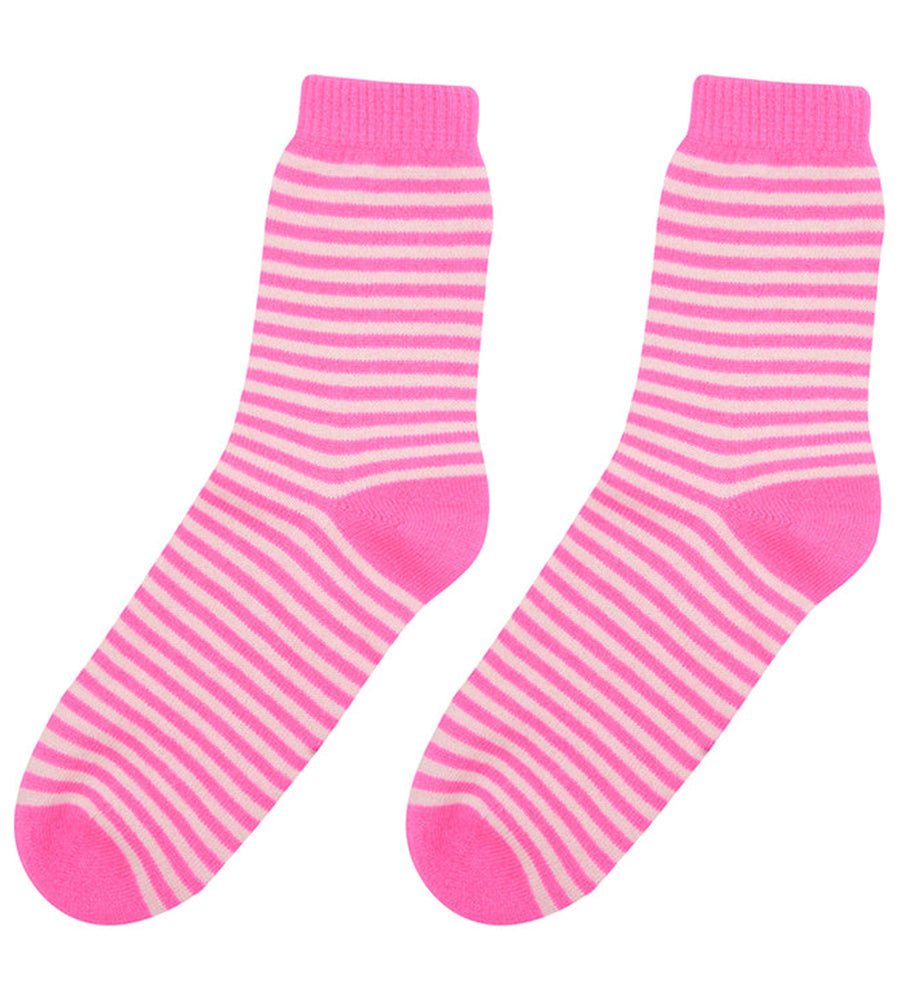 Stripe Socks - Hot Pink Cream