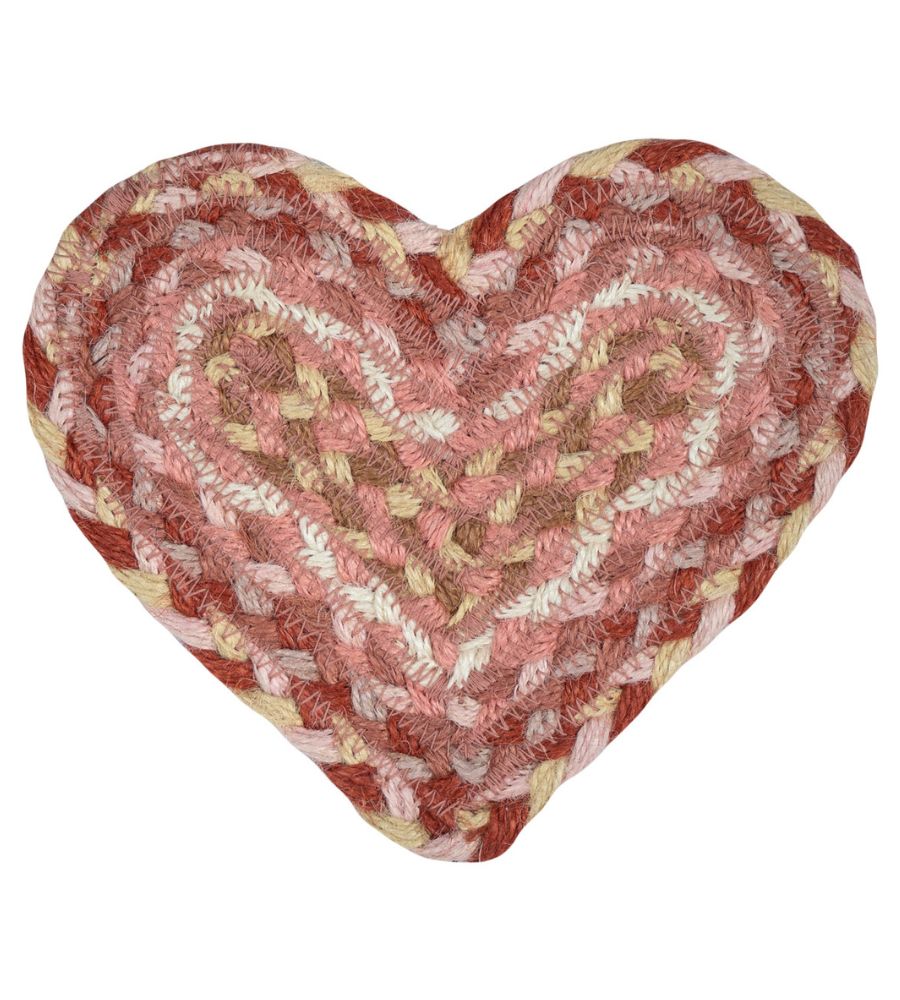 Coral Jute Heart Coaster