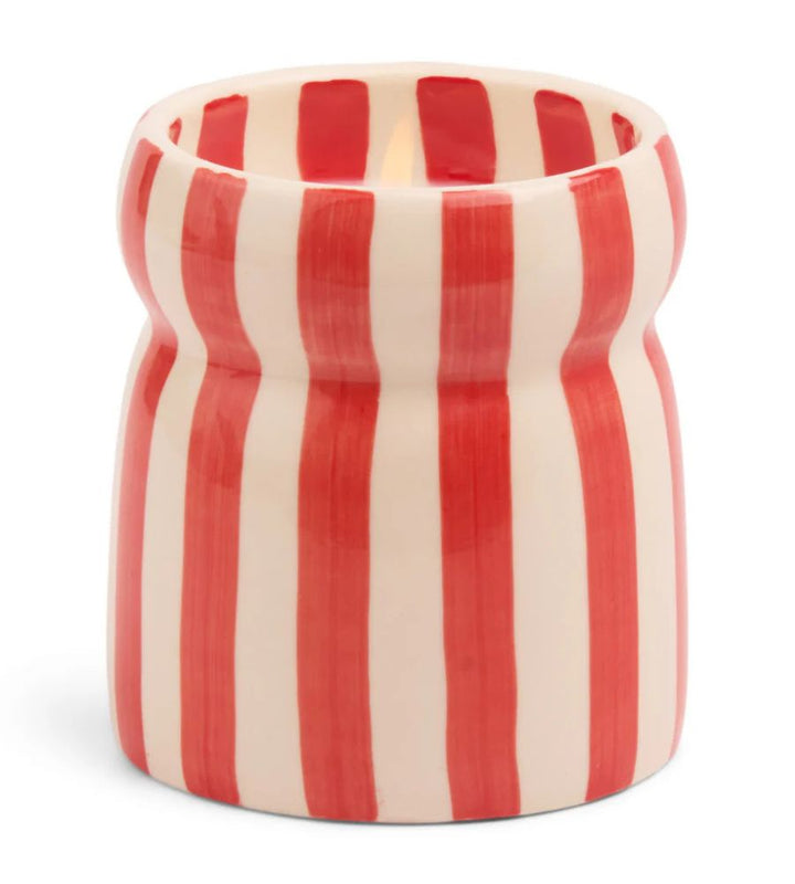 Cabana Red Striped Ceramic Candle - Hibiscus Bay