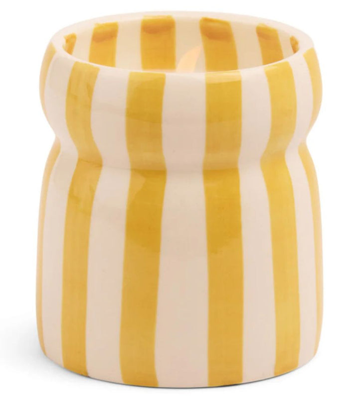 Cabana Ochre Striped Ceramic Candle - Gold Coast