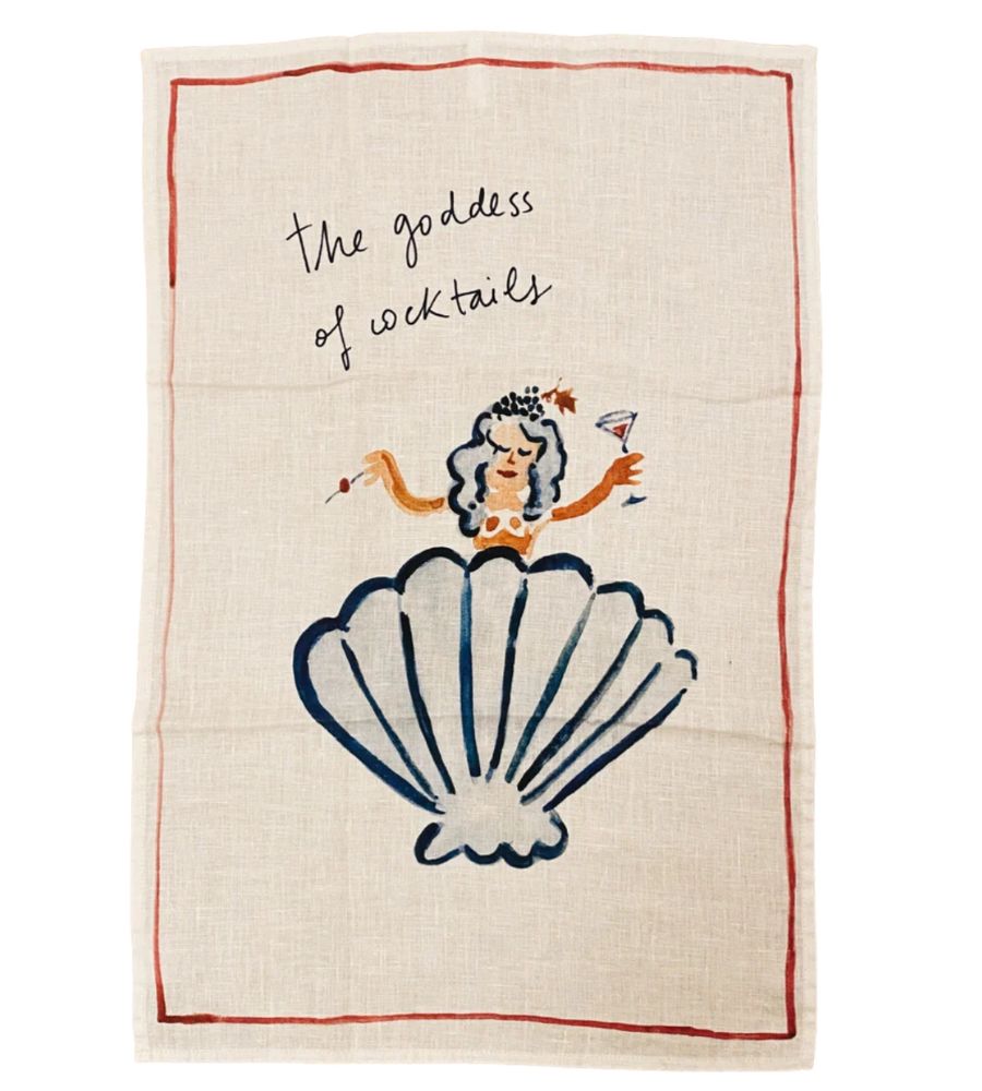 The Goddess of Cocktails - Linen Tea Towel