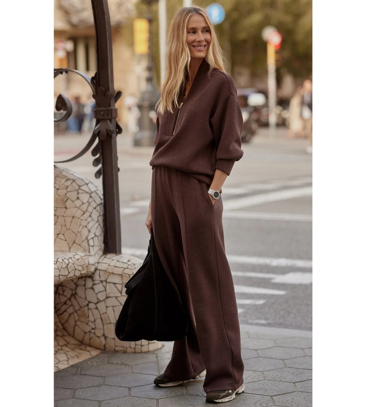 The Wide Leg Pant 30" in Coffee Bean Marl