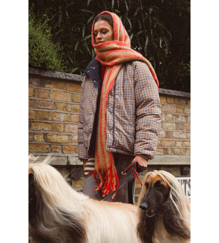 Brushed Oversized Scarf - Red Stripe