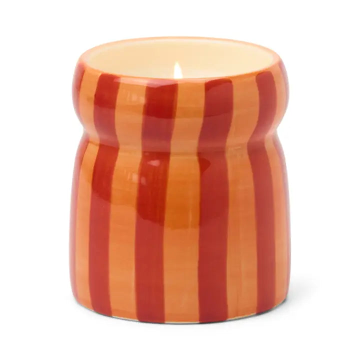 Cabana Coral Striped Ceramic Candle - Spiced Apple