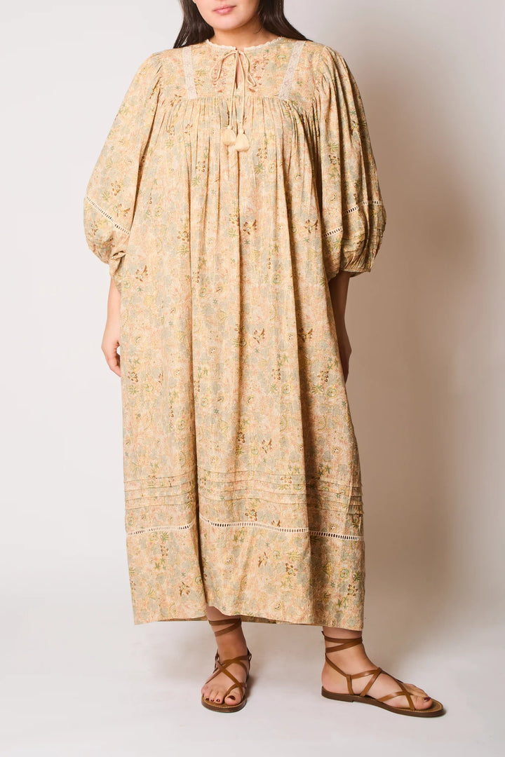 Shiva Dress Cotton Gold Lurex - Green Shiva