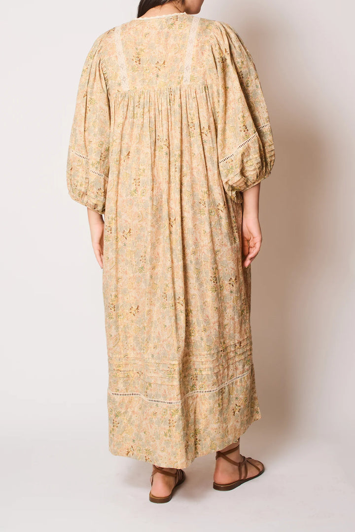 Shiva Dress Cotton Gold Lurex - Green Shiva