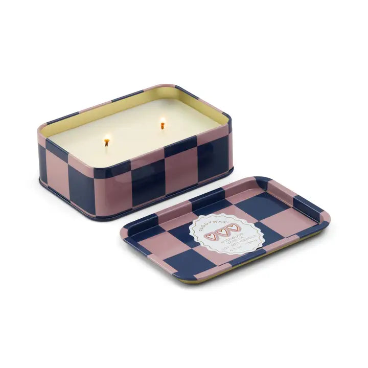 Hearts Printed Tin Candle - Rosewood Vanilla