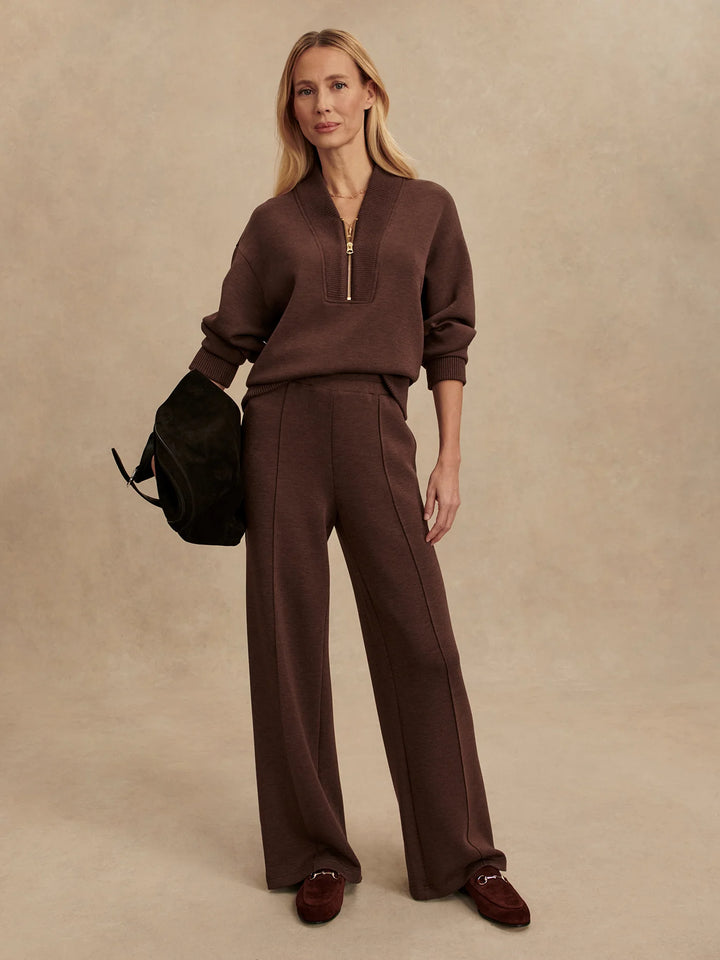 Sally Half Zip Sweat - Coffee Bean