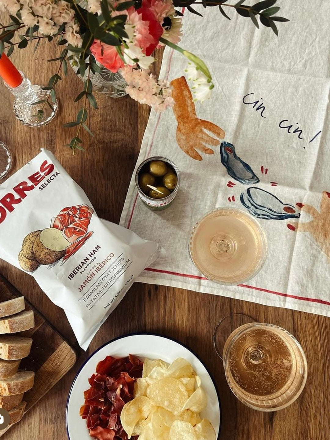 Oysters Cheers - Linen Tea Towel