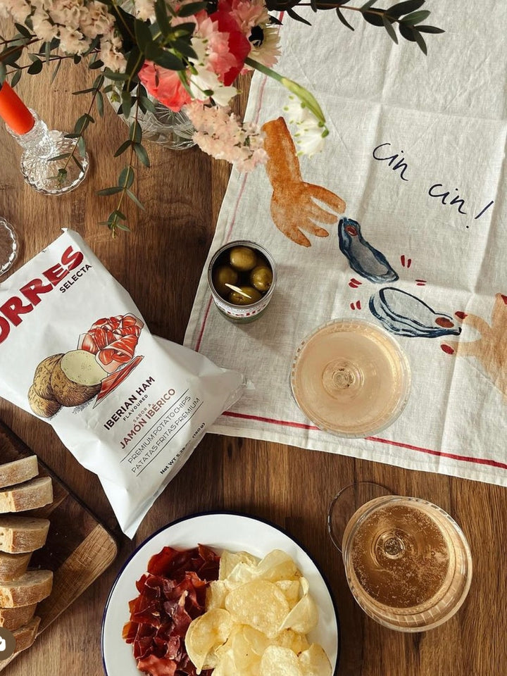 Oysters Cheers - Linen Tea Towel