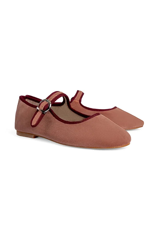 Dusty Rose Velvet Mary Jane Shoes