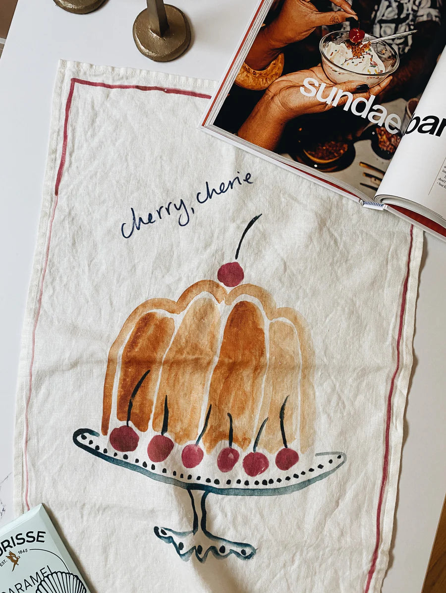 Cherry Cherie - Linen Tea Towel