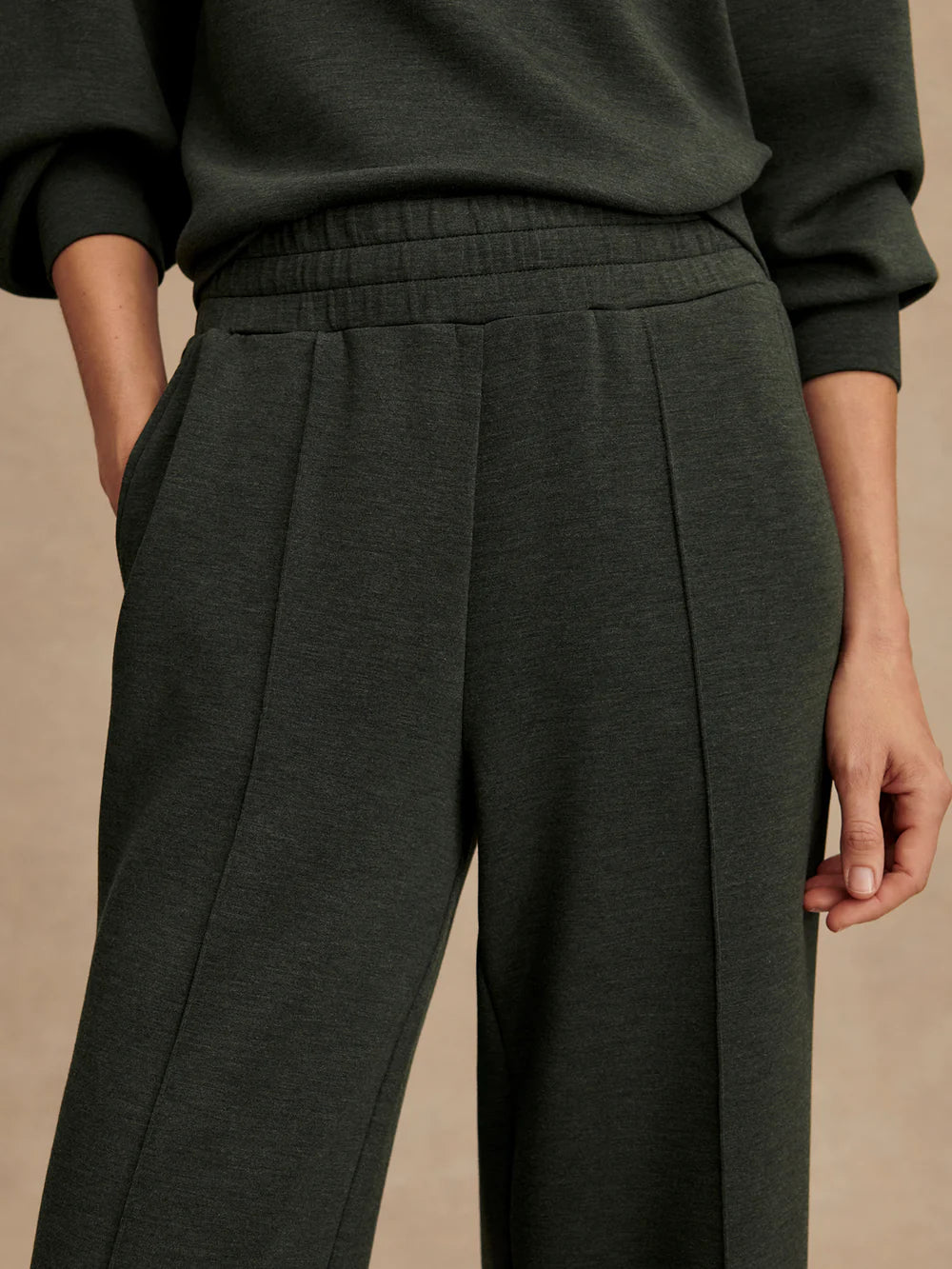 The Wide Leg Pant 30 - Olive Marl
