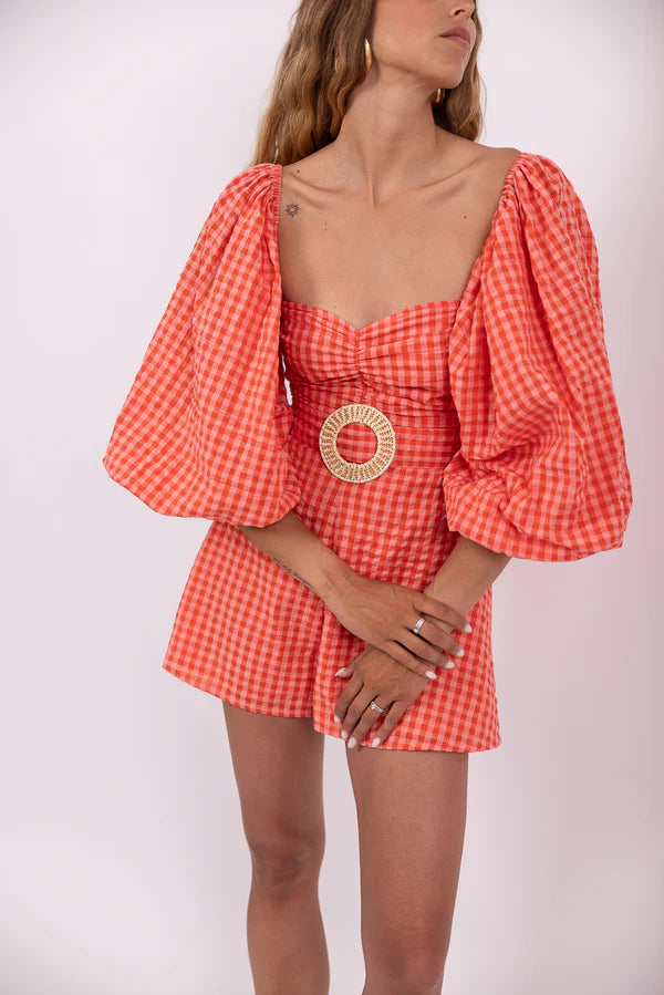 Emilia Jumpsuit - Gingham Coral