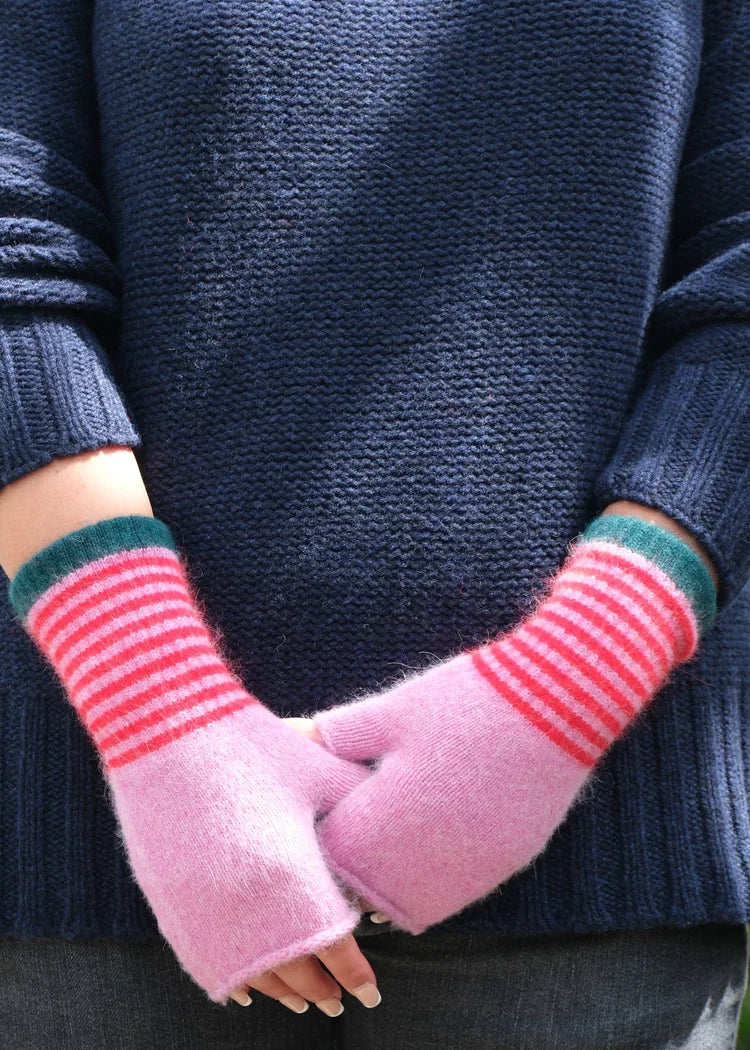 Angora Mittens - Pink &amp; Red