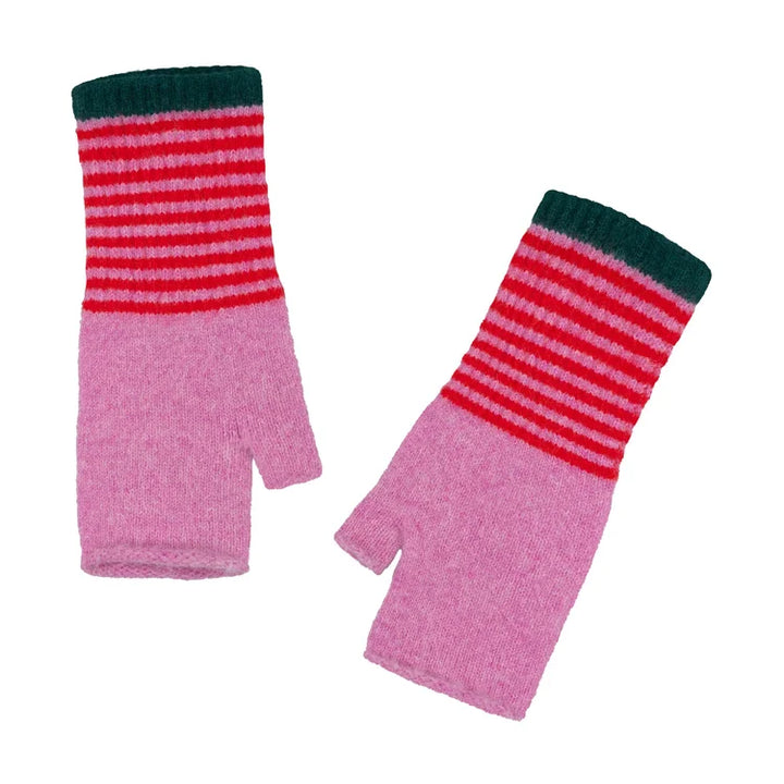Angora Mittens - Pink &amp; Red