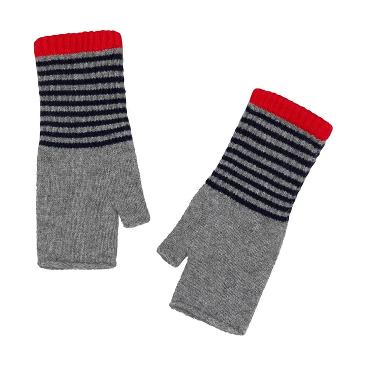 Angora Mitten - Grey &amp; Red