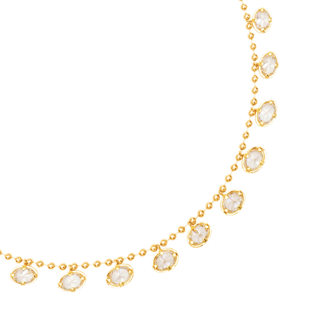 Cubic Zirconia Drop Choker - Gold