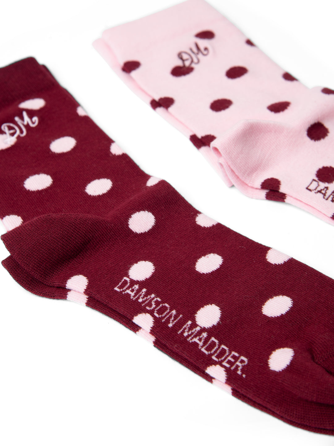2 Pack Socks - Pink & Burgundy Spots