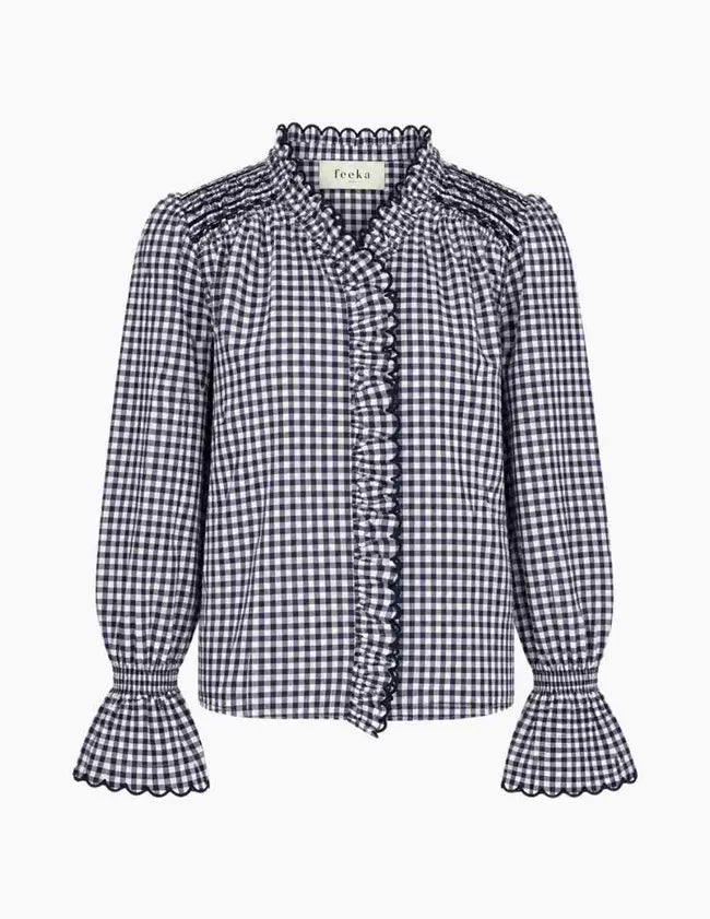 Gabi Blouse - Vichy Denim/Ecru