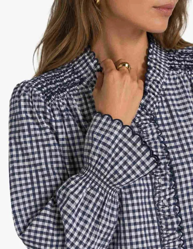 Gabi Blouse - Vichy Denim/Ecru