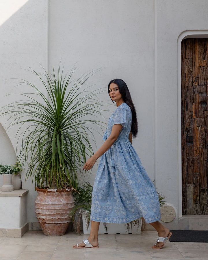 Fifi Midi Dress - Sky Blue