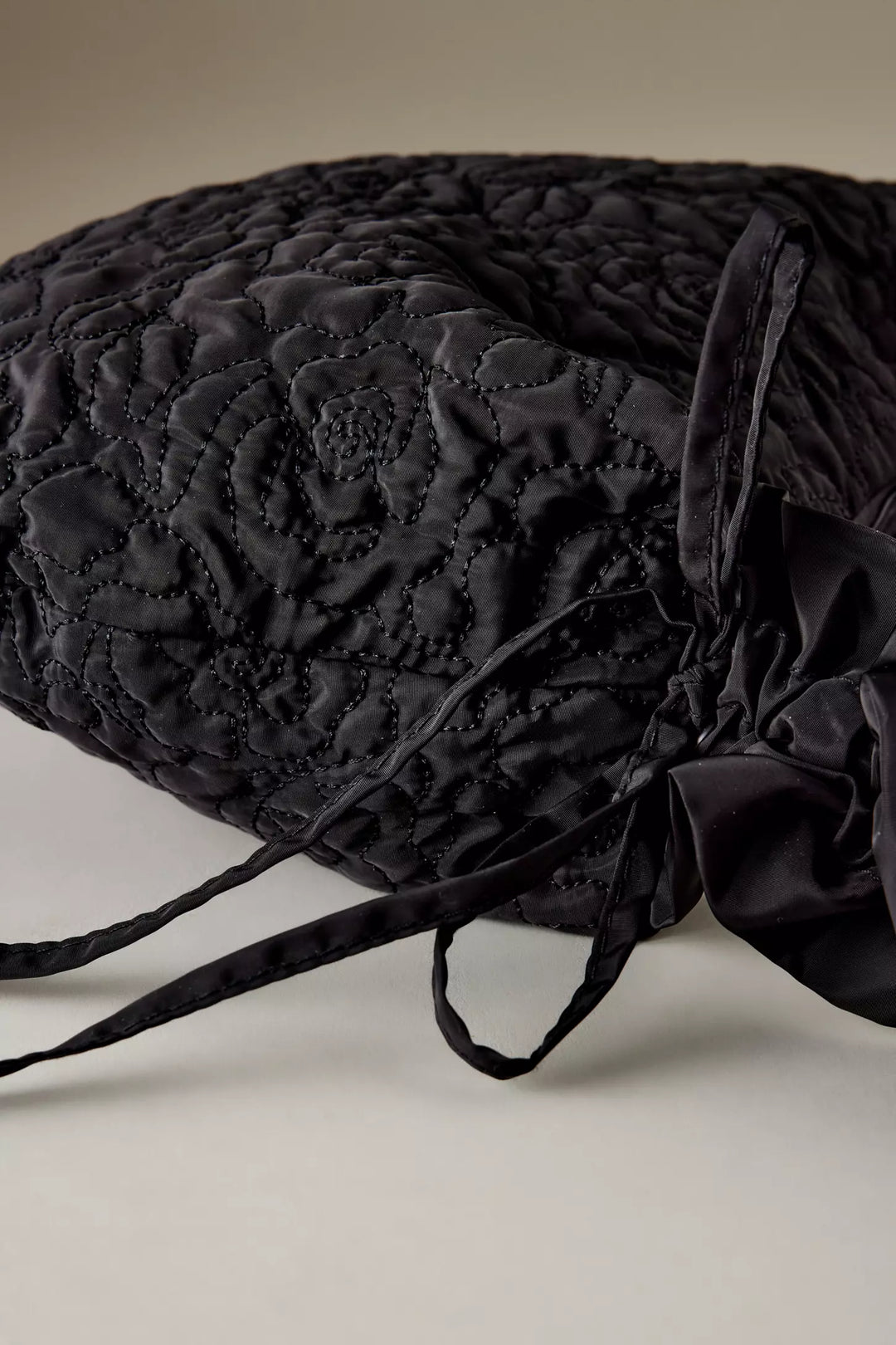 Embroidered Rose Ruched Kidney Bag