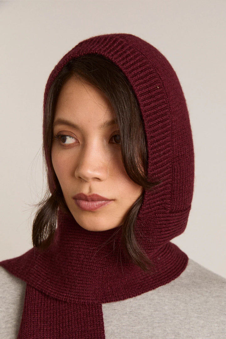 Tassel Hooded Scarf - Burg
