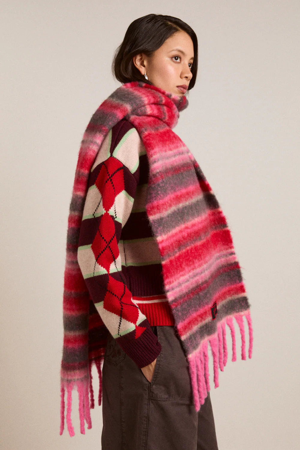 DM Fluffy Scarf - Pink Pop Stripe
