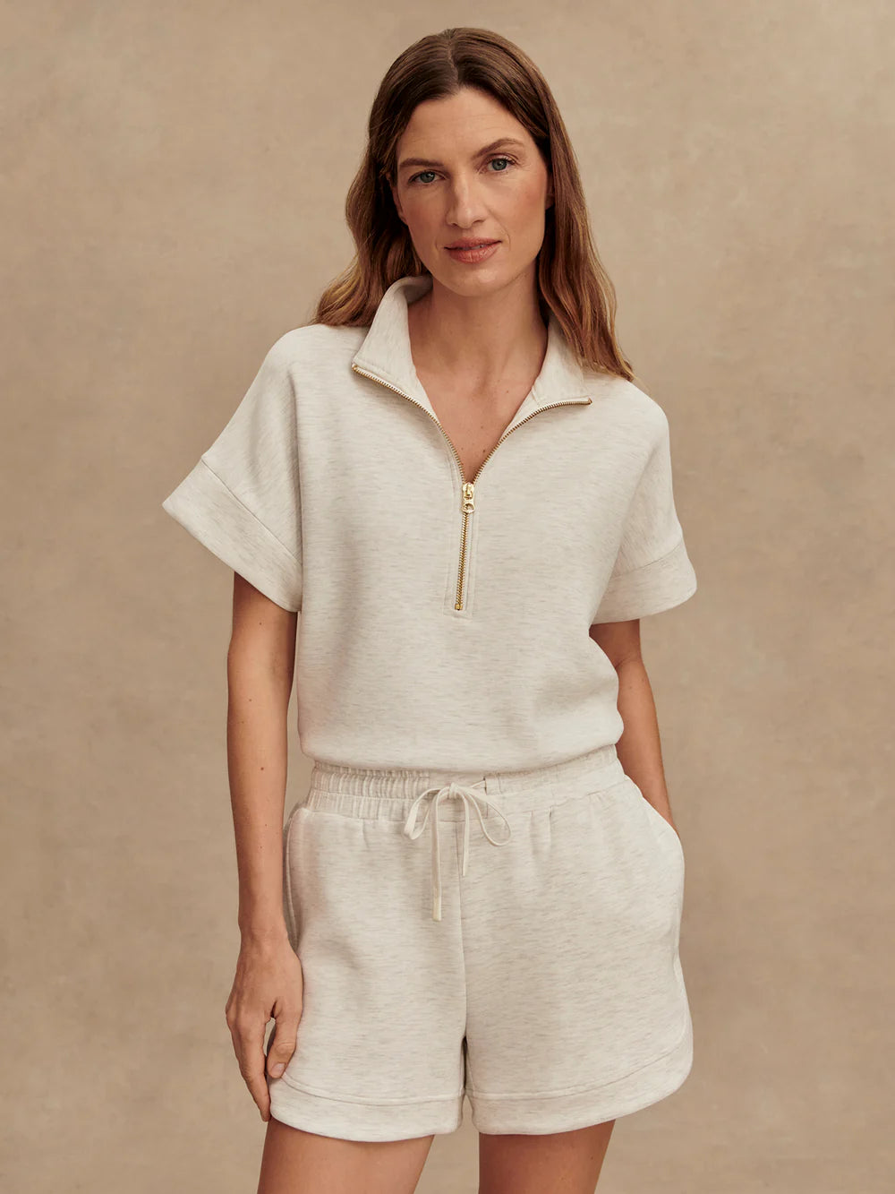 Ollie High Rise Shorts Ivory Marl
