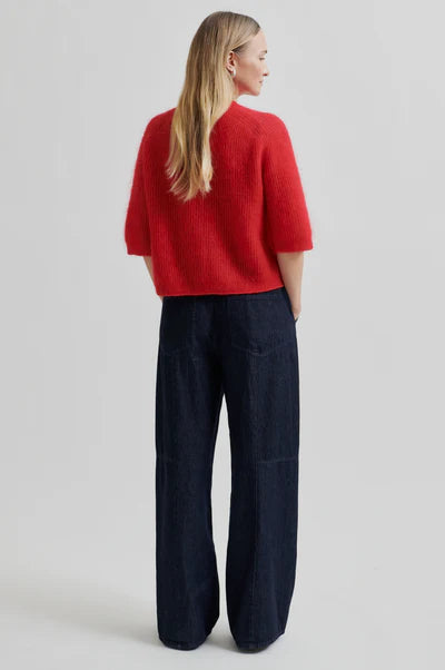 Andrea Knit Rib Cardigan - Goji Berry