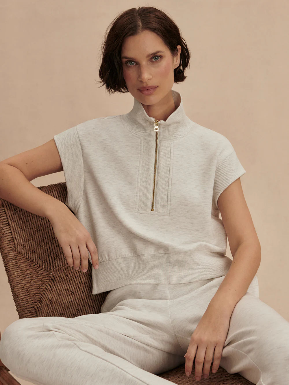 Kelly Half Zip Ivory Marl
