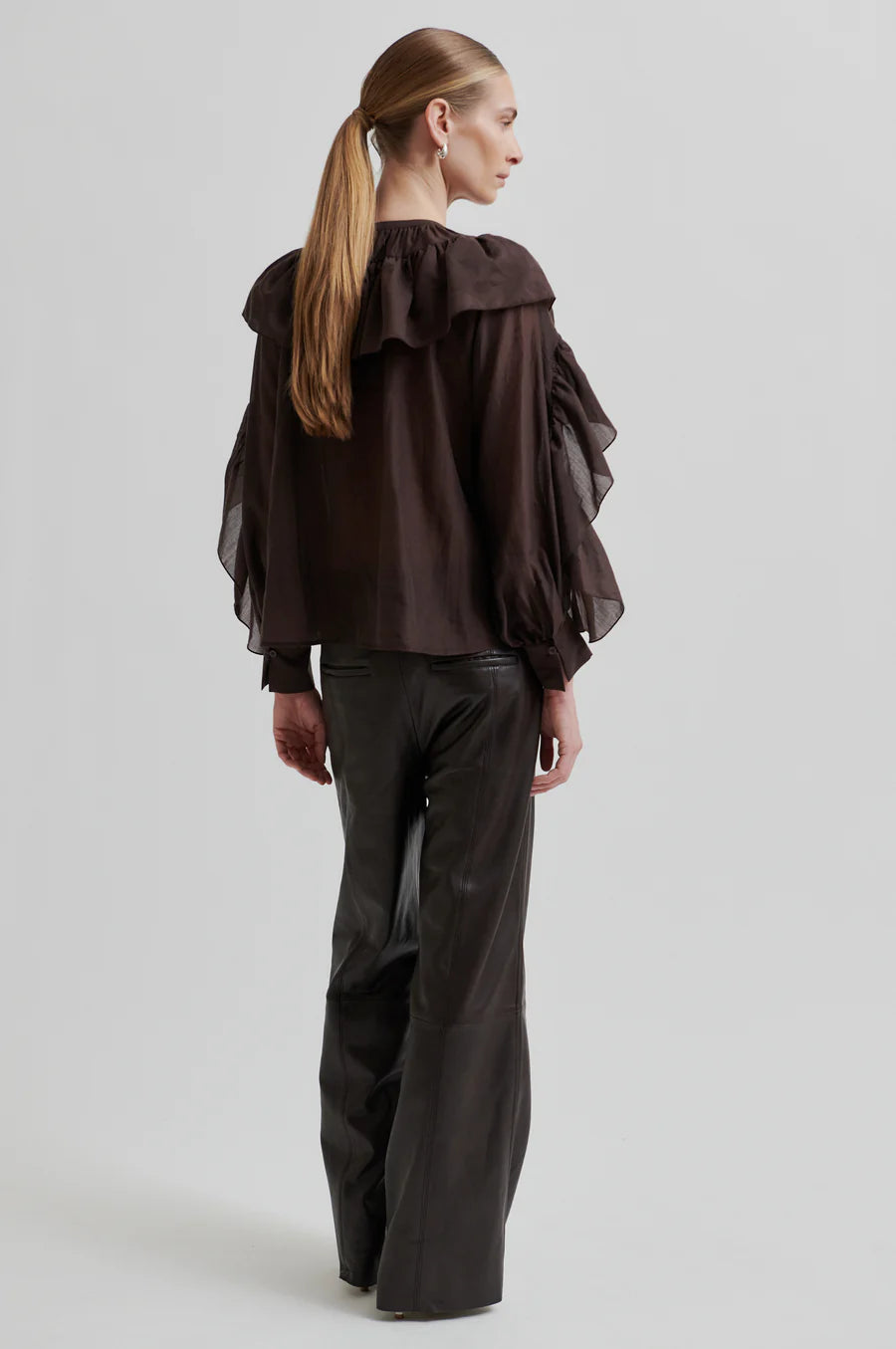 Frida Frill Blouse Chocolate Plum