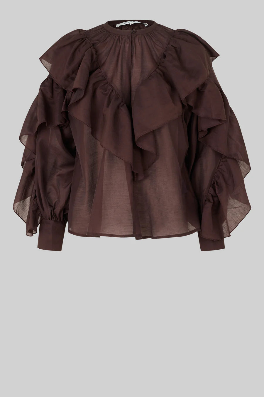 Frida Frill Blouse Chocolate Plum