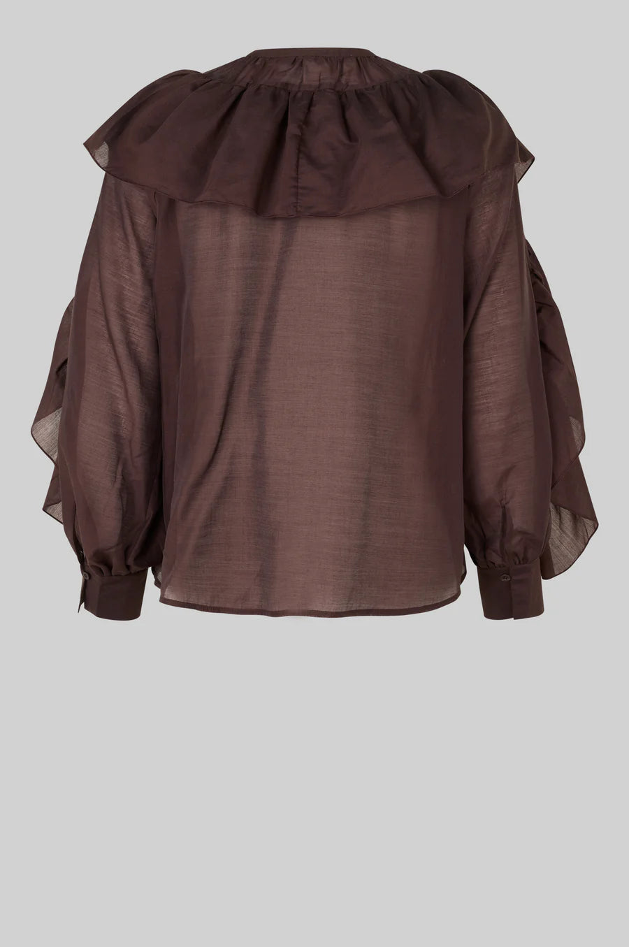 Frida Frill Blouse Chocolate Plum