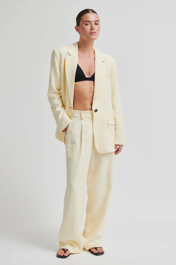 Lino Classic Trousers - Alabaster Gleam