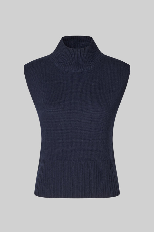 Longo Knit T-Neck Vest - Night Sky