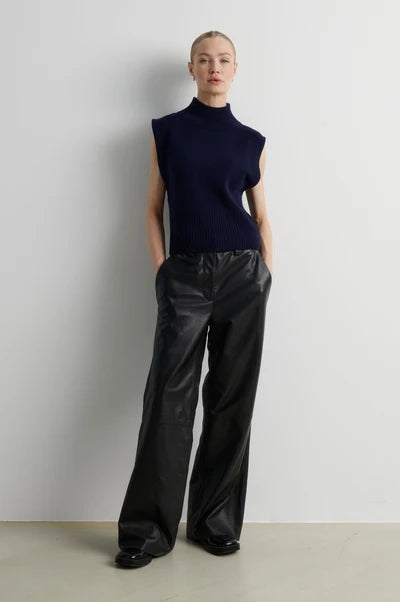 Longo Knit T-Neck Vest - Night Sky