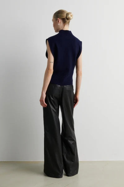 Longo Knit T-Neck Vest - Night Sky