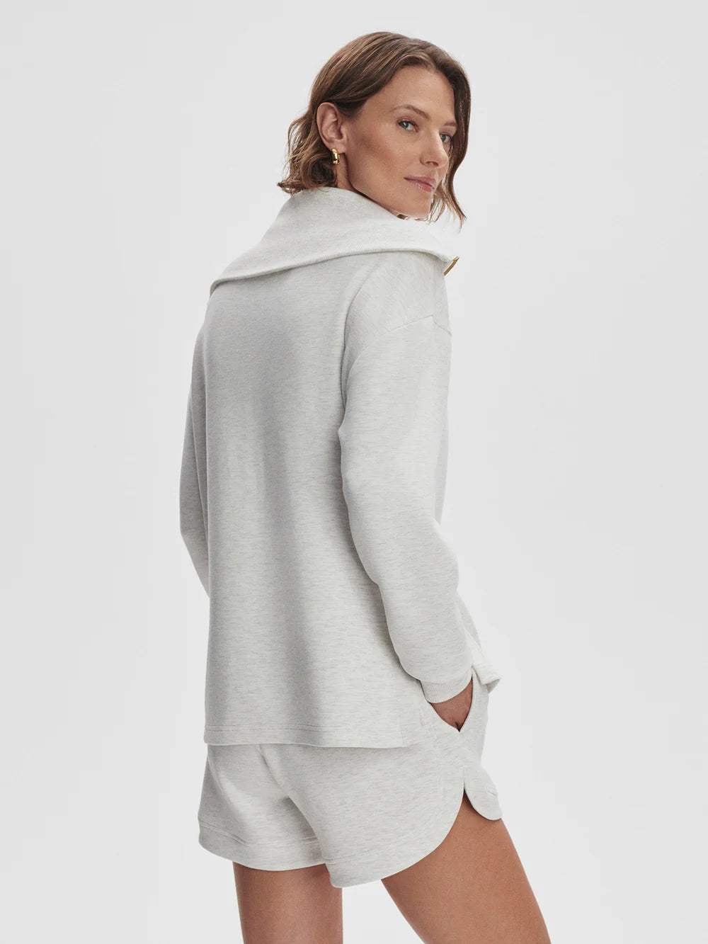 Larson Half Zip - Ivory Marl