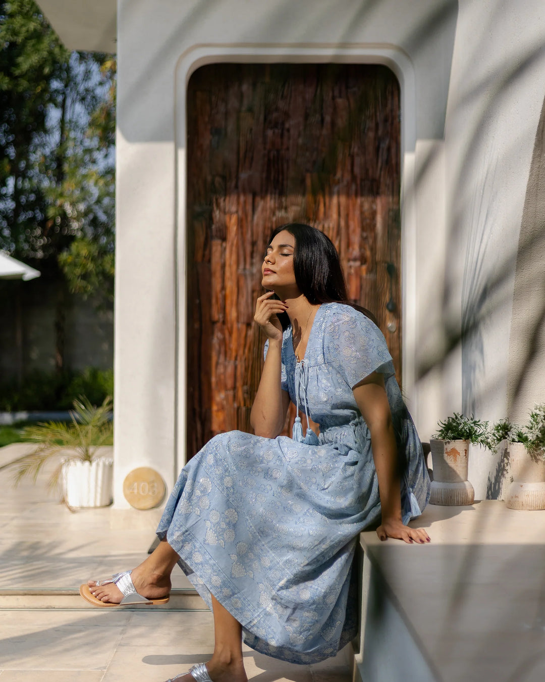 Fifi Midi Dress - Sky Blue